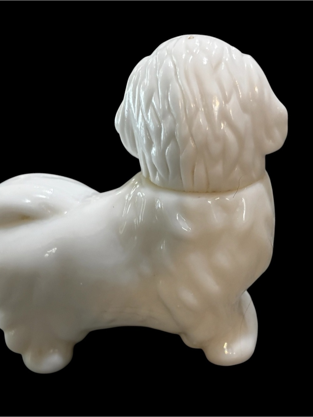 Avon Royal Pekingese Dog Decanter White Milk Glass Style - Picture 2 of 2